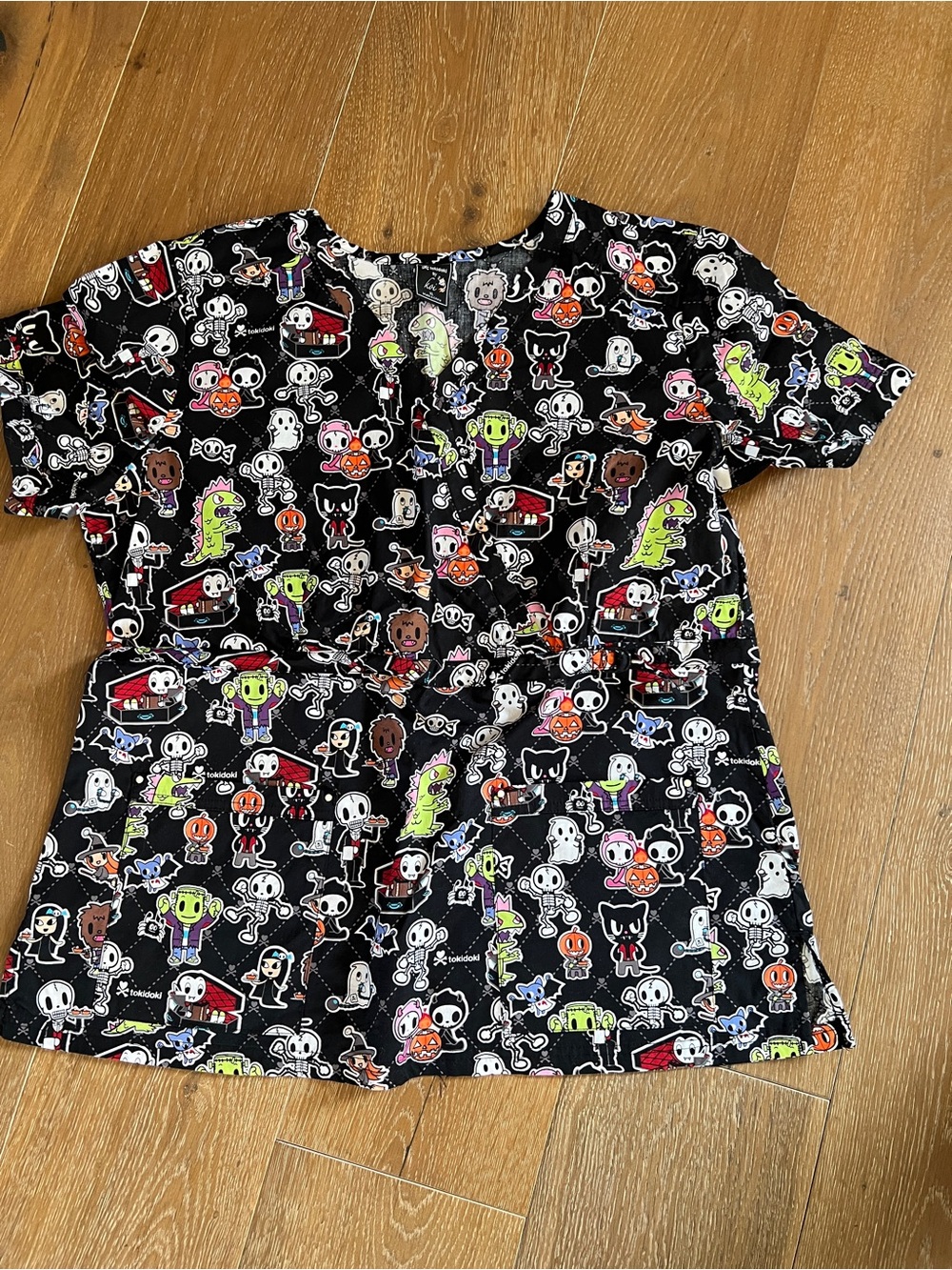 Tokidoki by Koi Women’s Halloween Character Print Scrub Top